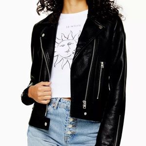 TOPSHOP Faux Leather Biker Jacket
